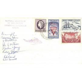 Scott Base envelope with Ross Dependency stamps and signatures