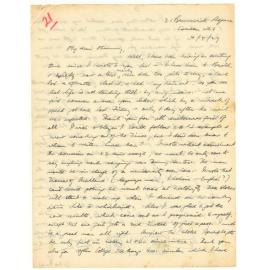 Letter from John Cawte Beaglehole to his Mother, 4 April, 1927