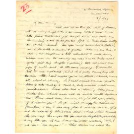 Letter from John Cawte Beaglehole to his Mother, 3 May 1927