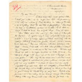 Letter from John Cawte Beaglehole to his Mother, 16th May, 1927