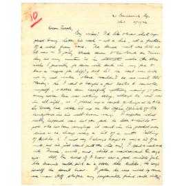 Letter from John Cawte Beaglehole to his Mother, 2 November, 1926