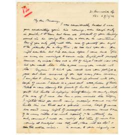 Letter from John Cawte Beaglehole to his Mother, 27 November, 1926
