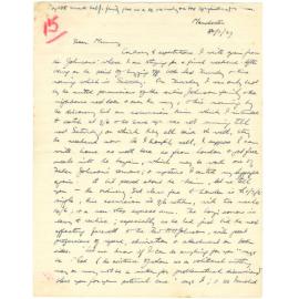 Letter from John Cawte Beaglehole to his Mother, 8 January, 1927