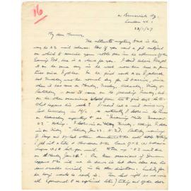Letter from John Cawte Beaglehole to his Mother, 23 January, 1927