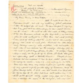 Letter from John Cawte Beaglehole to his Mother, 21 February, 1927