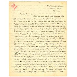 Letter from John Cawte Beaglehole to his Mother, 29 June, 1927