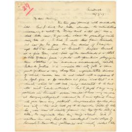 Letter from John Cawte Beaglehole to his Mother, 20-07-1927