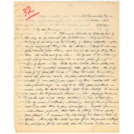 Letter from John Cawte Beaglehole to his Mother, 9 September 1927