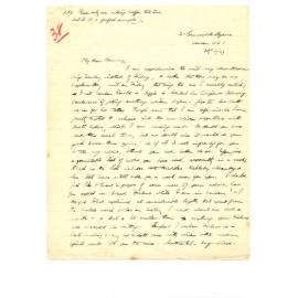 Letter from John Cawte Beaglehole to his Mother, 28 November, 1927