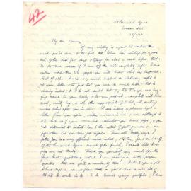 Letter from John Cawte Beaglehole to his Mother, 23rd January, 1928