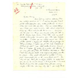 Letter from John Cawte Beaglehole to his Mother, 7th February, 1928