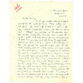 Letter from John Cawte Beaglehole to his Mother, 20 March, 1928