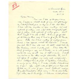 Letter from John Cawte Beaglehole to his Mother, 30 May, 1928