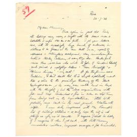 Letter from John Cawte Beaglehole to his Mother, 30 July, 1928