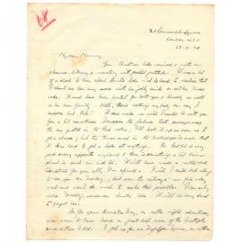 Letter from John Cawte Beaglehole to his Mother, 23 December, 1928