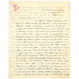 Letter from John Cawte Beaglehole to his Mother, 5th April, 1929