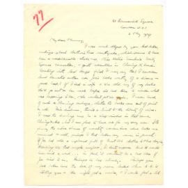 Letter from John Cawte Beaglehole to his Mother, 2 May, 1929