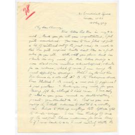 Letter from John Cawte Beaglehole to his Mother, 16 May, 1929