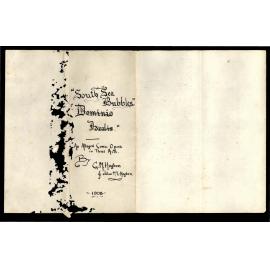 'South Sea Bubbles' script, 1908