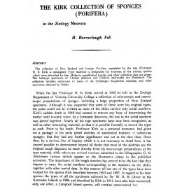 The Kirk Collection of Sponges (Porifera) in the Zoology Museum, Victoria University College