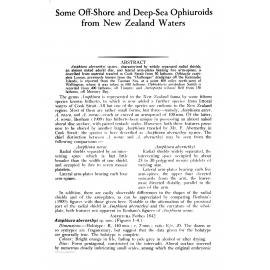 Some Off-Shore and Deep-Sea Ophiuroids from New Zealand Waters