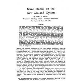 Some Studies on the New Zealand Oysters