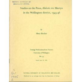 Studies on the Paua, Haliotis iris Martyn in the Wellington district, 1945-46