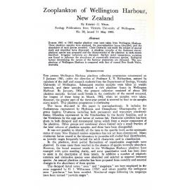 Zooplankton of Wellington Harbour, New Zealand