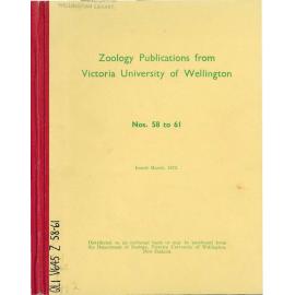 Zoology Publications from Victoria University of Wellington. Nos. 58 to 61