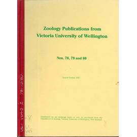 Zoology Publications from Victoria University of Wellington. Nos. 78, 79 and 80