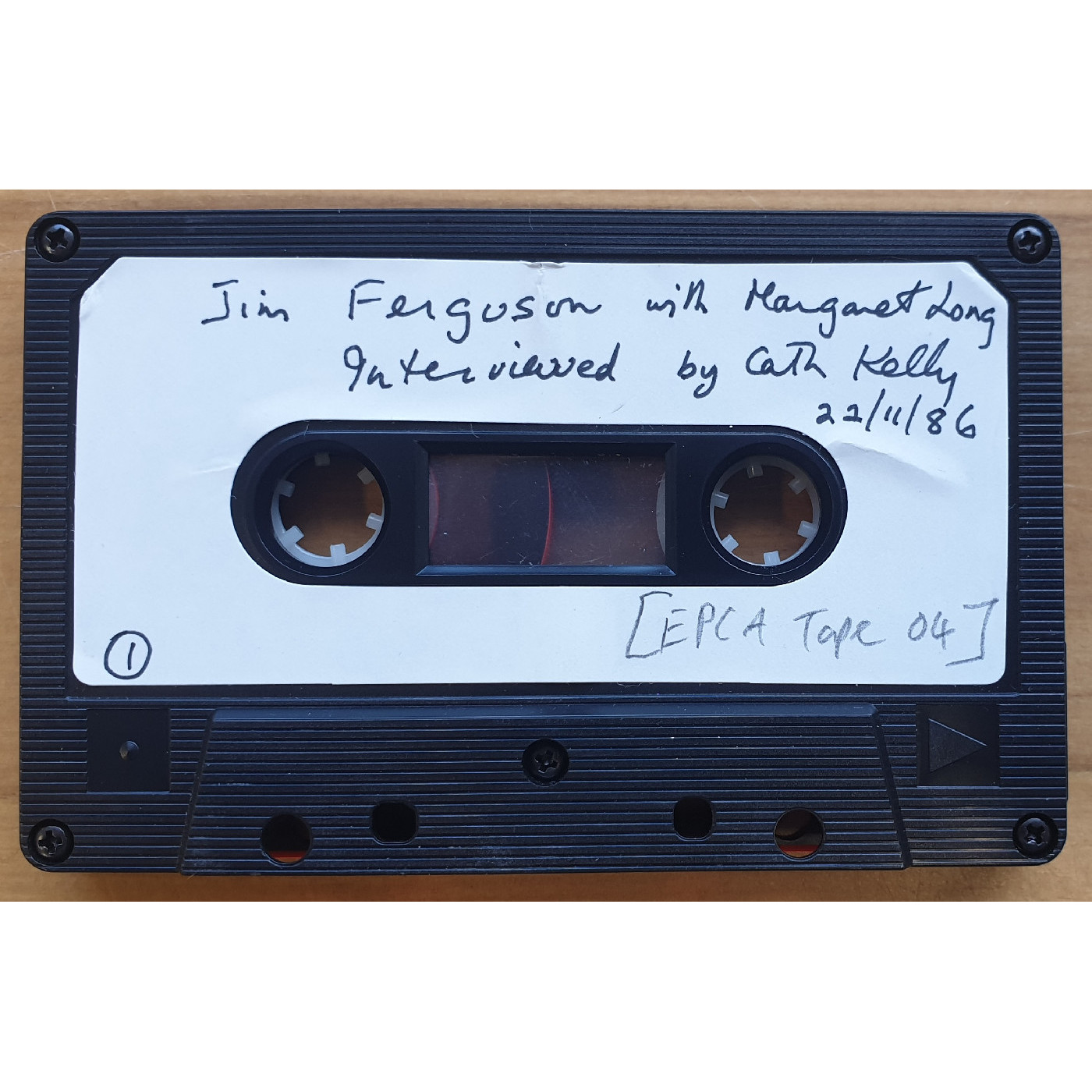 Tape of Jim Ferguson (with Margaret Long) interviewed by Cath Kelly, 1986-11-22