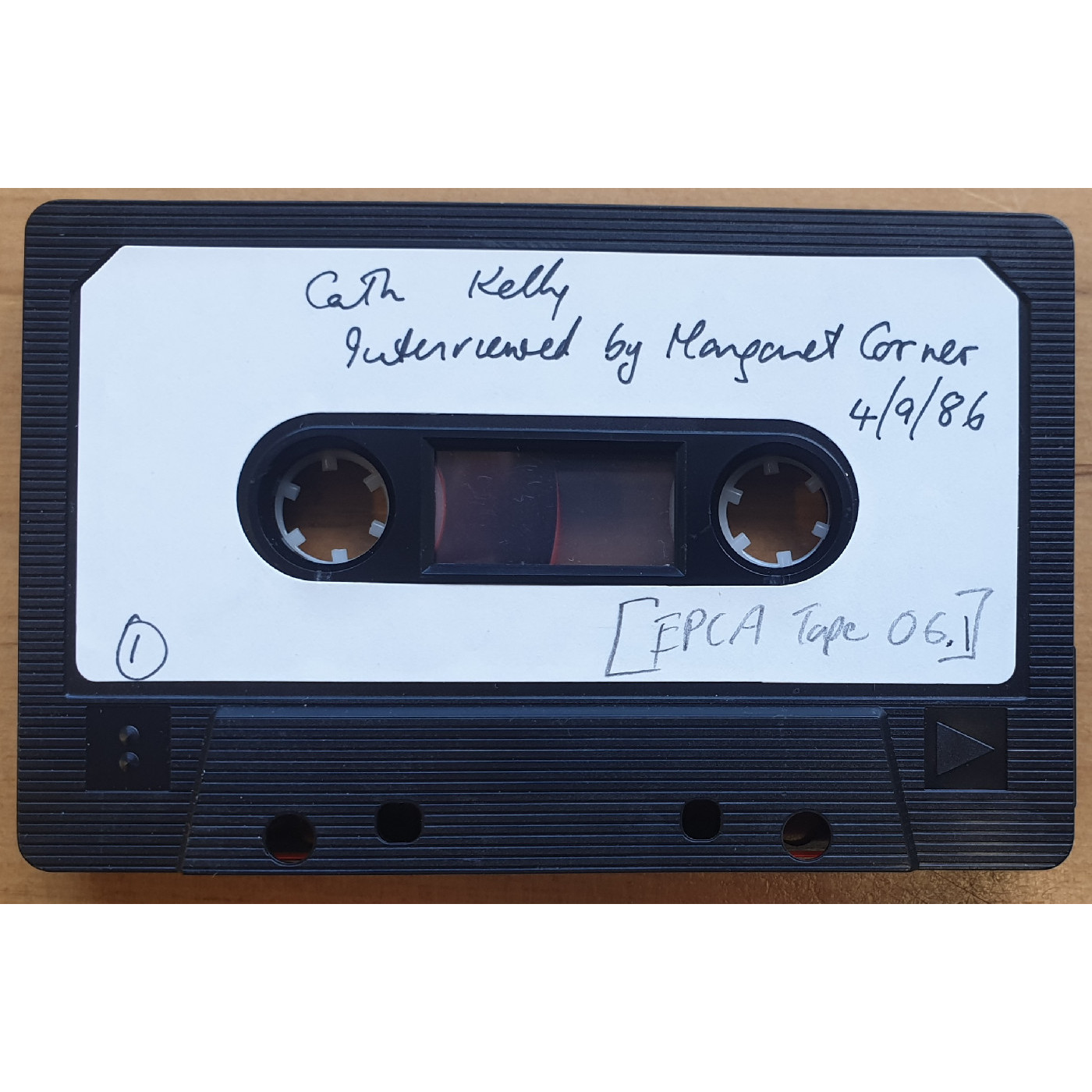 Tape of Cath Kelly interviewed by Margaret Corner (two tapes, 1 of 2), 1986-09-04