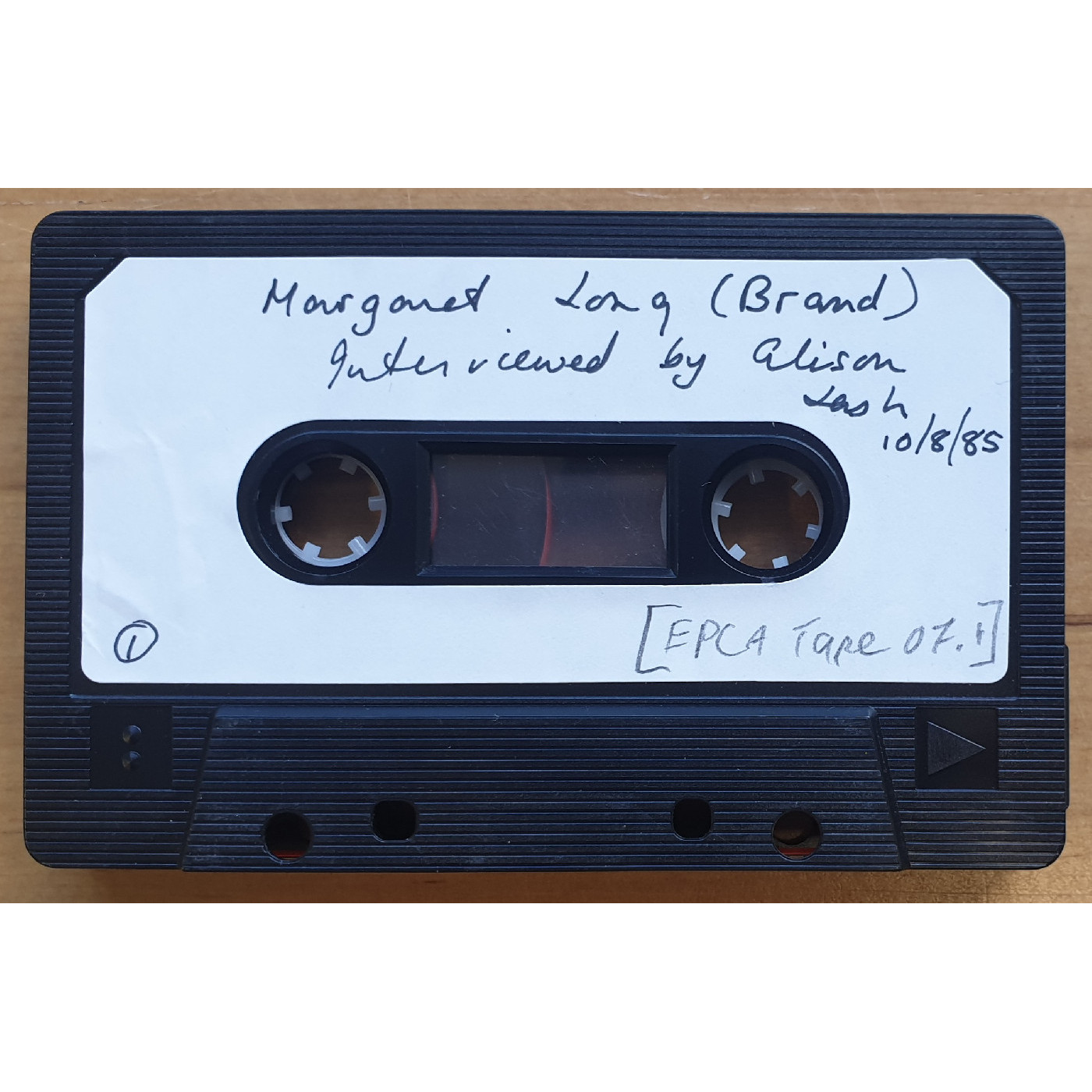 Tape of Margaret Long (Brand) interviewed by Alison Lash (two tapes, 1 of 2), 1985-08-10