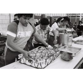 Ringawera preparing the hangi in the quad as part of the opening of Te Tumu Herenga Waka