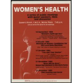 Women's health: a series of public meetings with guest speakers, films and discussion