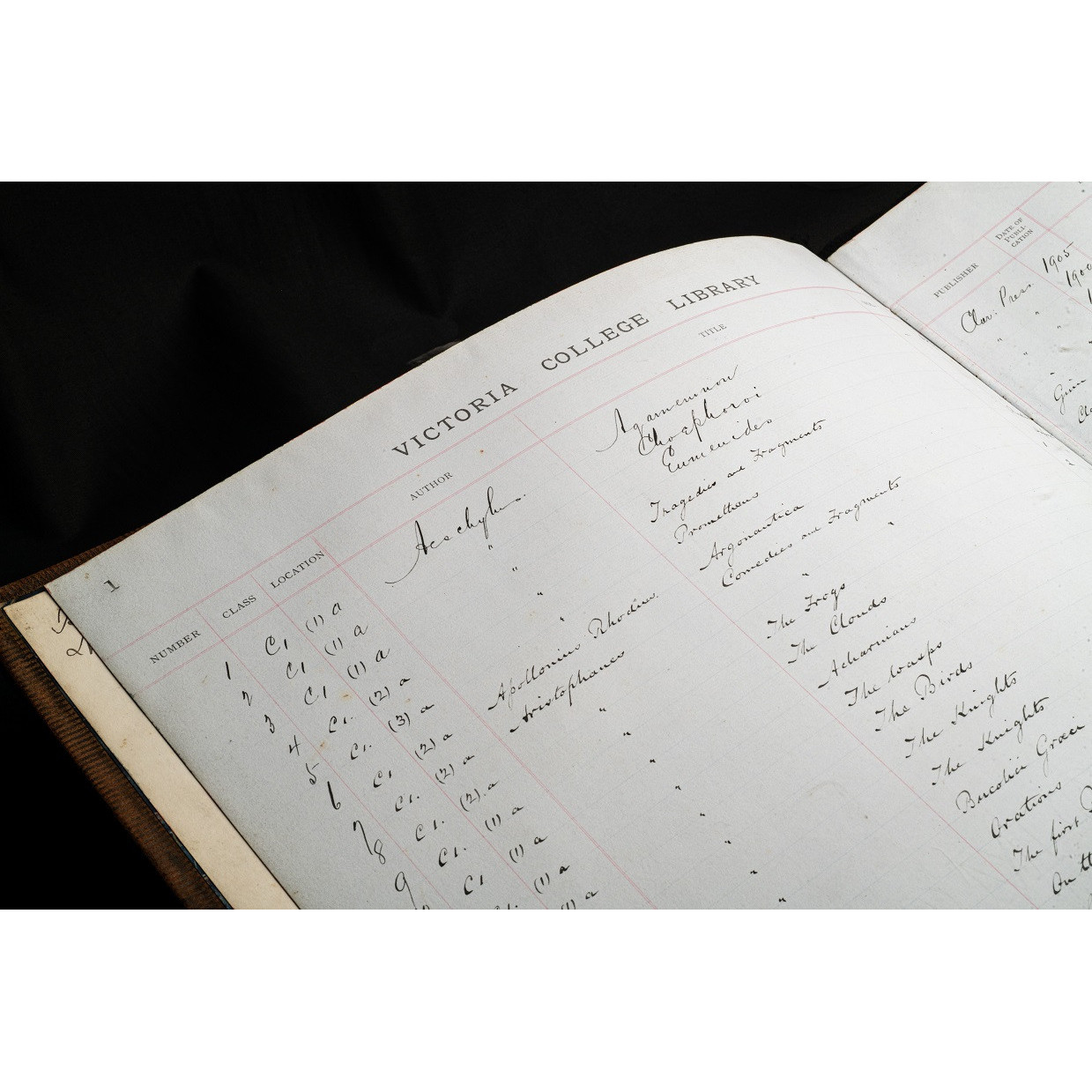 Victoria College Library Accession Register, 1907