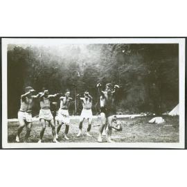Haka. [Image of five men performing a haka.]
