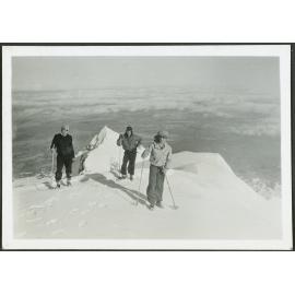 View South from top of Ruapehu. Alec McLeod, Jim Croxton, Henry Lang.