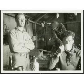 Inside the hut - Ken McNaught & Dorian Saker