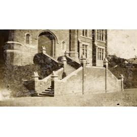 Main steps of Victoria University College Hunter building, from south