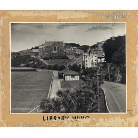 View from Cable car looking towards Library wing of Hunter building, Victoria University College