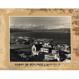 View from Glasgow Street of Victoria University College Hunter Building, Kelburn Park and Petone