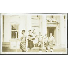 Weir's Pipe Band Ready to March the teams on for the Ruru Shield match, 1936