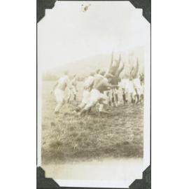 Weir rugby match, post-scrum jump