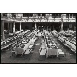 Opening of Te Tumu Herenga Waka - tables and chairs are set in the quad as the wharekai