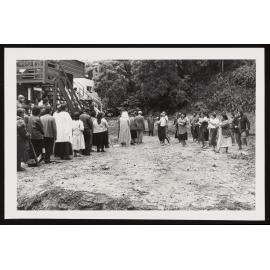 Rangitāne manuhiri are welcomed as they bring the whatu to the marae foundations