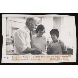 Professor Ferrier and two students in the research laboratory