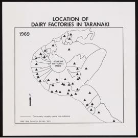 Map of Dairy Factories in Taranaki, 1969