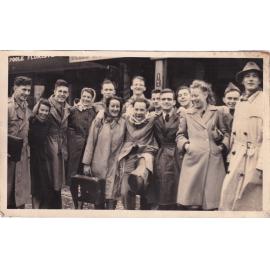 Student group on Manners St, VJ Day
