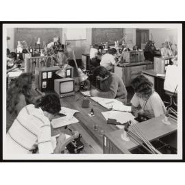 Students sitting in zoology laboratory